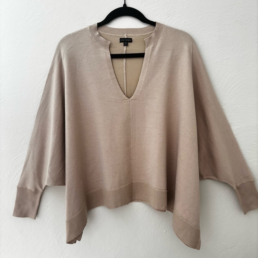 Coco + Carmen Taupe V-Neck Sweater | Casual, Old Money, Neutral, Chic